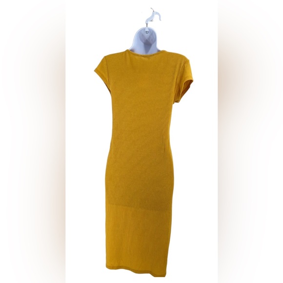 VELVET TORCH YELLOW RIBBED KNIT MIDI DRESS SIZE MEDIUM (8-10) NWT - Picture 4 of 11